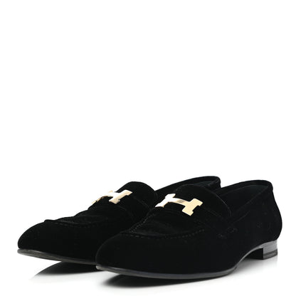 Hermes Velvet Womens Paris Loafers 40 Black 3 of 9
