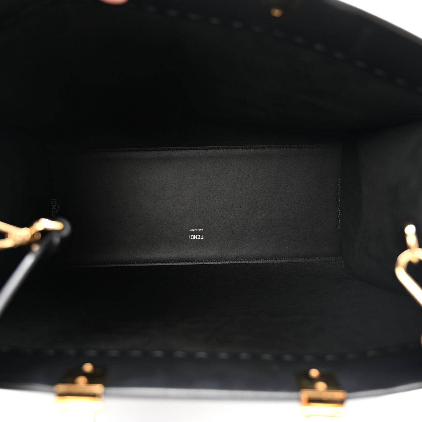 Vitello King Plexiglass Logo Embossed Medium Fendi Sunshine Shopper Tote Black