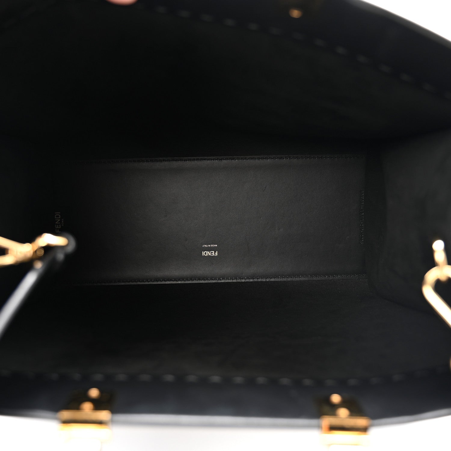 Fendi Vitello King Plexiglass Logo Embossed Medium Fendi Sunshine Shopper Tote Black 5 of 12
