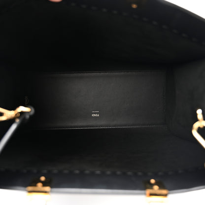Fendi Vitello King Plexiglass Logo Embossed Medium Fendi Sunshine Shopper Tote Black 5 of 12