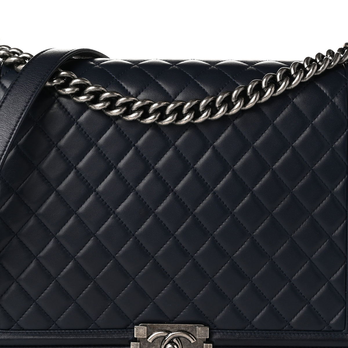 Chanel Calfskin Quilted Large Boy Flap Navy Blue 8 of 10