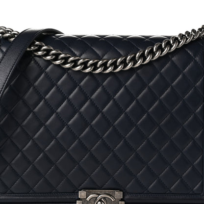 Chanel Calfskin Quilted Large Boy Flap Navy Blue 8 of 10