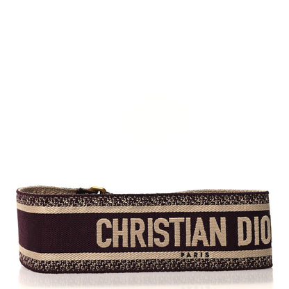 Christian Dior Canvas Embroidered Shoulder Strap Burgundy 1 of 4