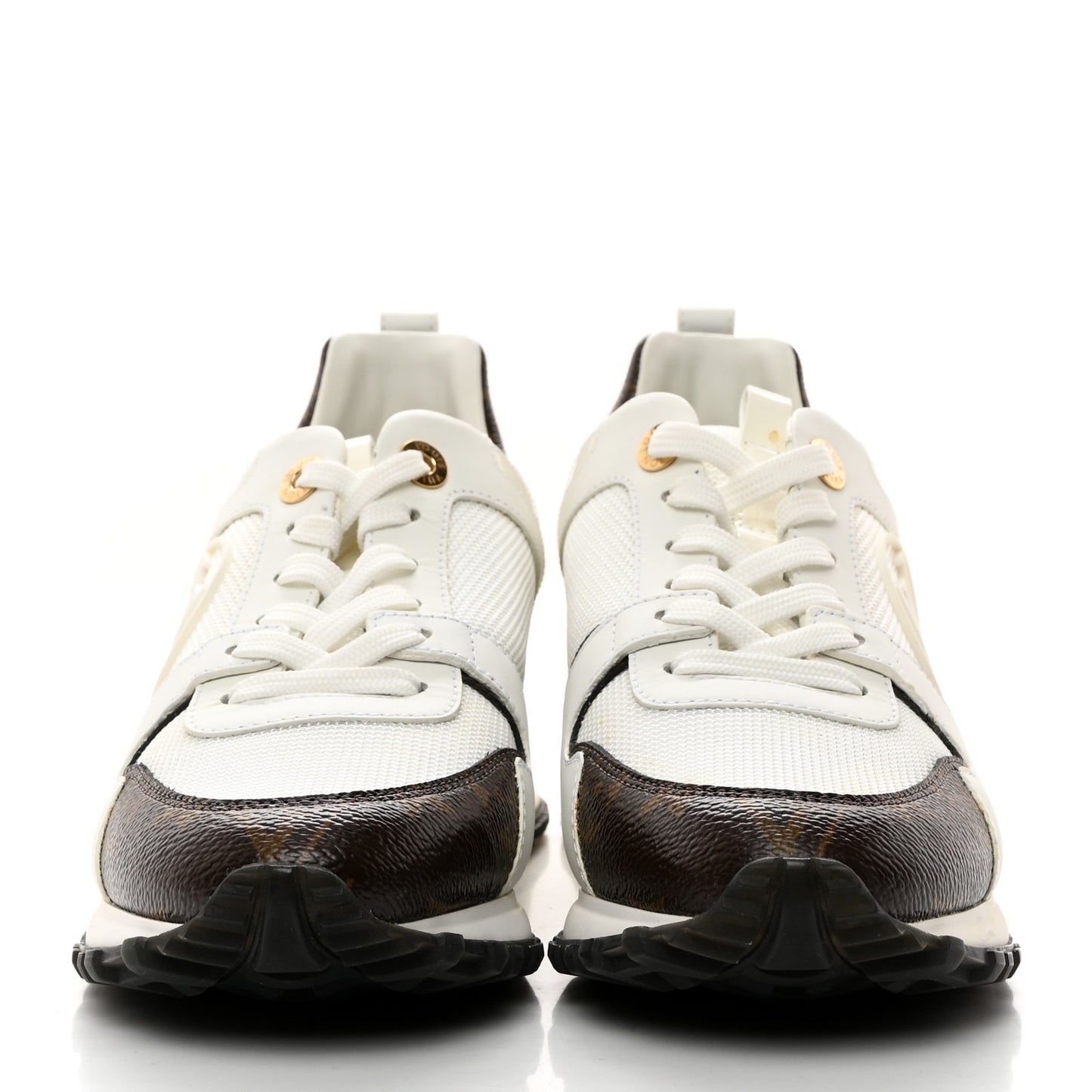 Calfskin Monogram Run Away Sneakers 36.5 White