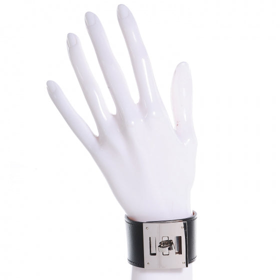 Hermes Chamonix Leather Kelly Dog Bracelet Black 2 of 7