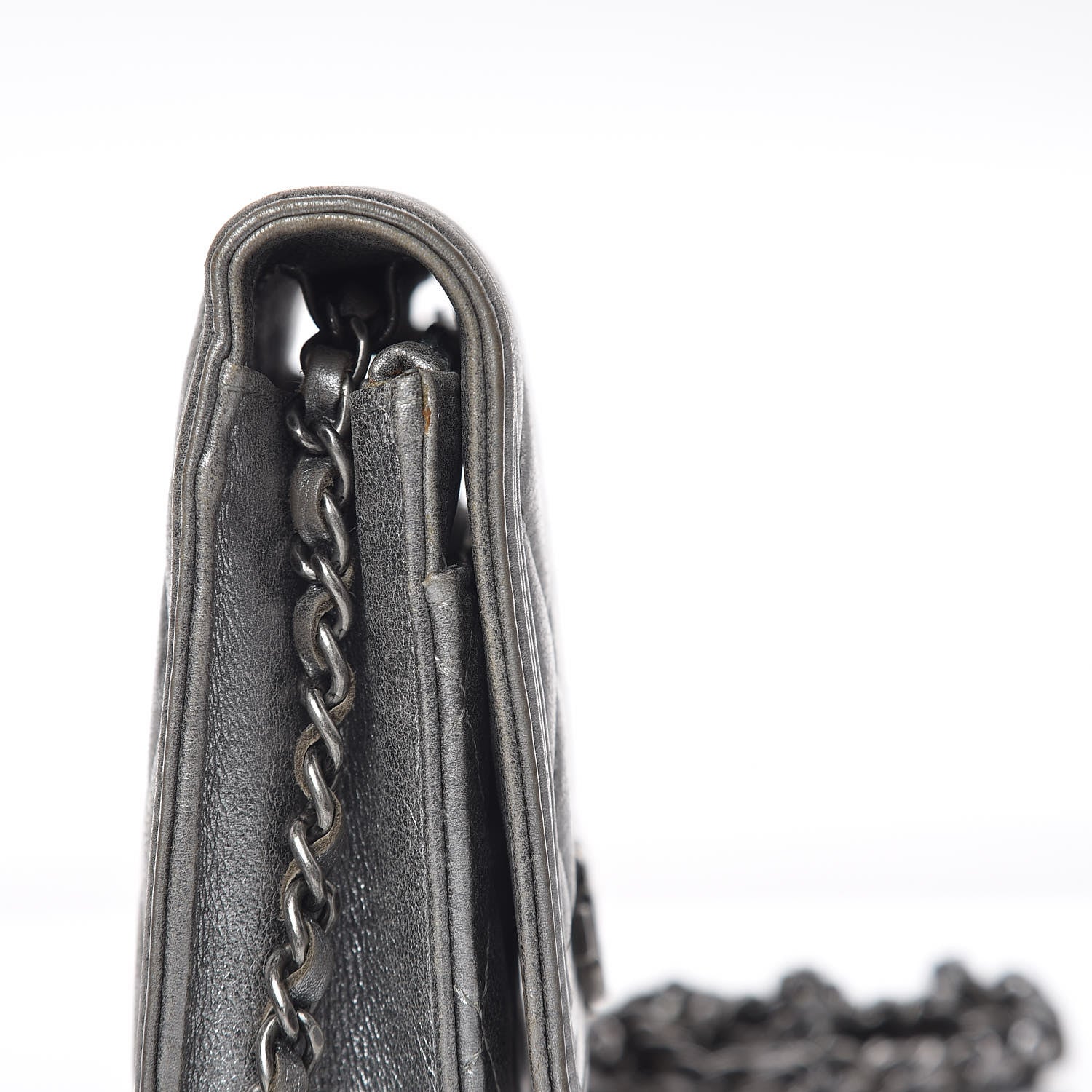Chanel Metallic Calfskin Quilted Boy Wallet On Chain WOC Silver 11 of 16