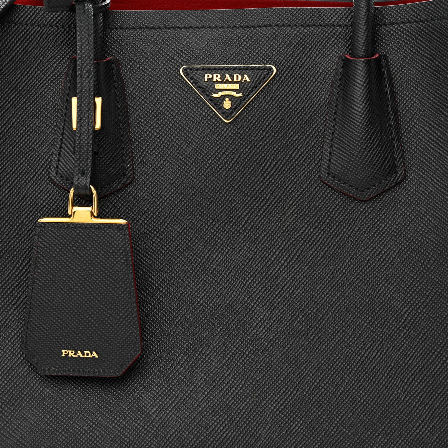 Saffiano Cuir Small Double Bag Black Fuoco