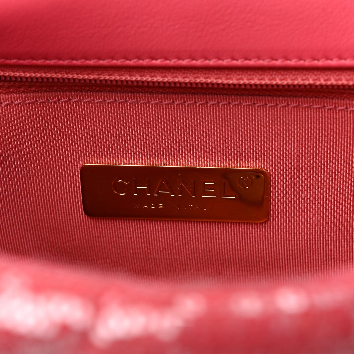 Sequin Quilted Medium Chanel 19 Flap Coral