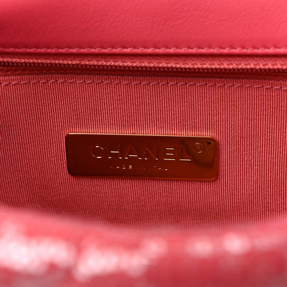 Chanel Sequin Quilted Medium Chanel 19 Flap Coral 6 of 12