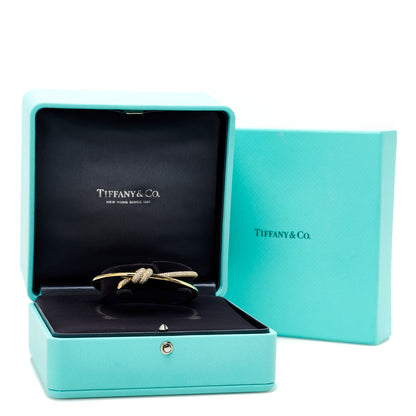 Tiffany 18K Yellow Gold Diamond Knot Double Row Hinged Bangle Bracelet 4 of 4