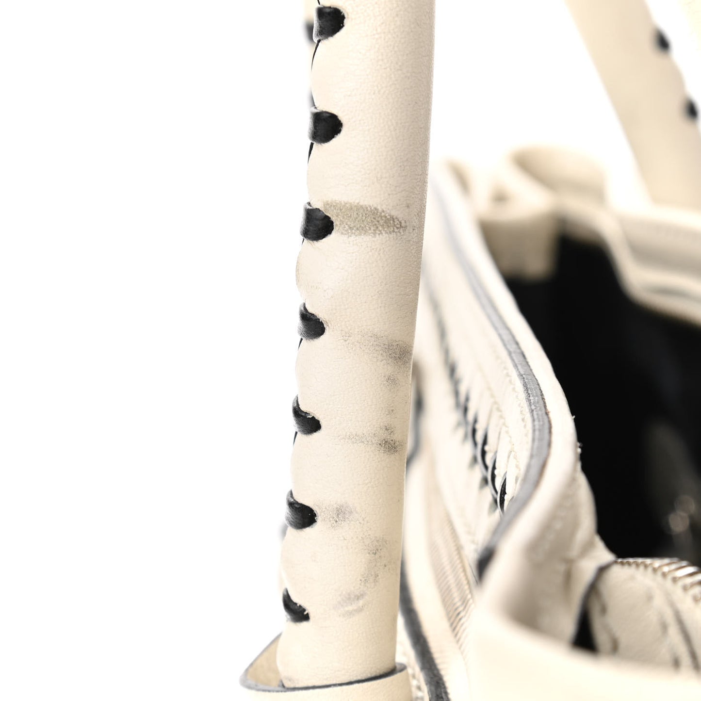 Calfskin Whipstitch Folk Tote White