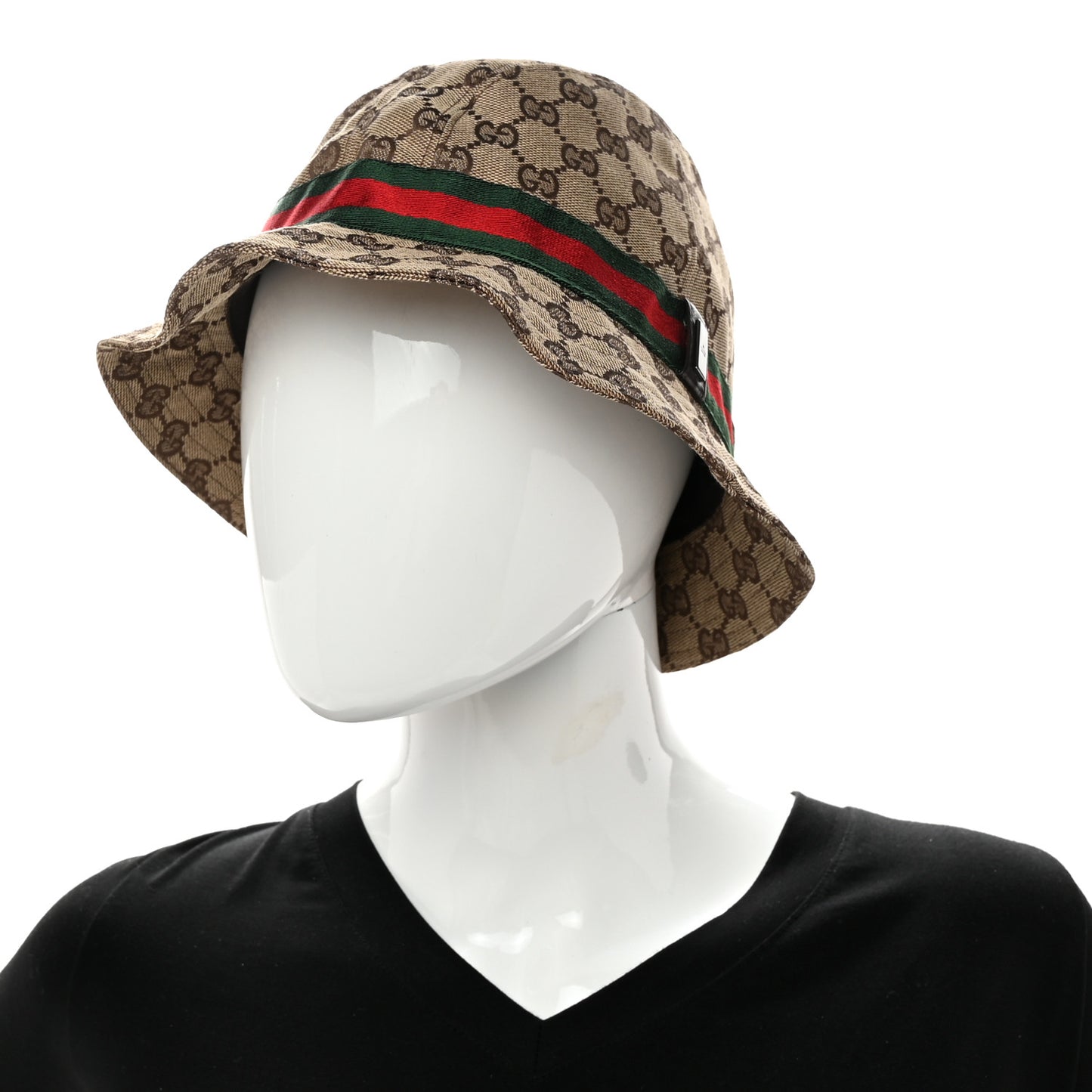 GG Monogram Web Bucket Hat M Brown