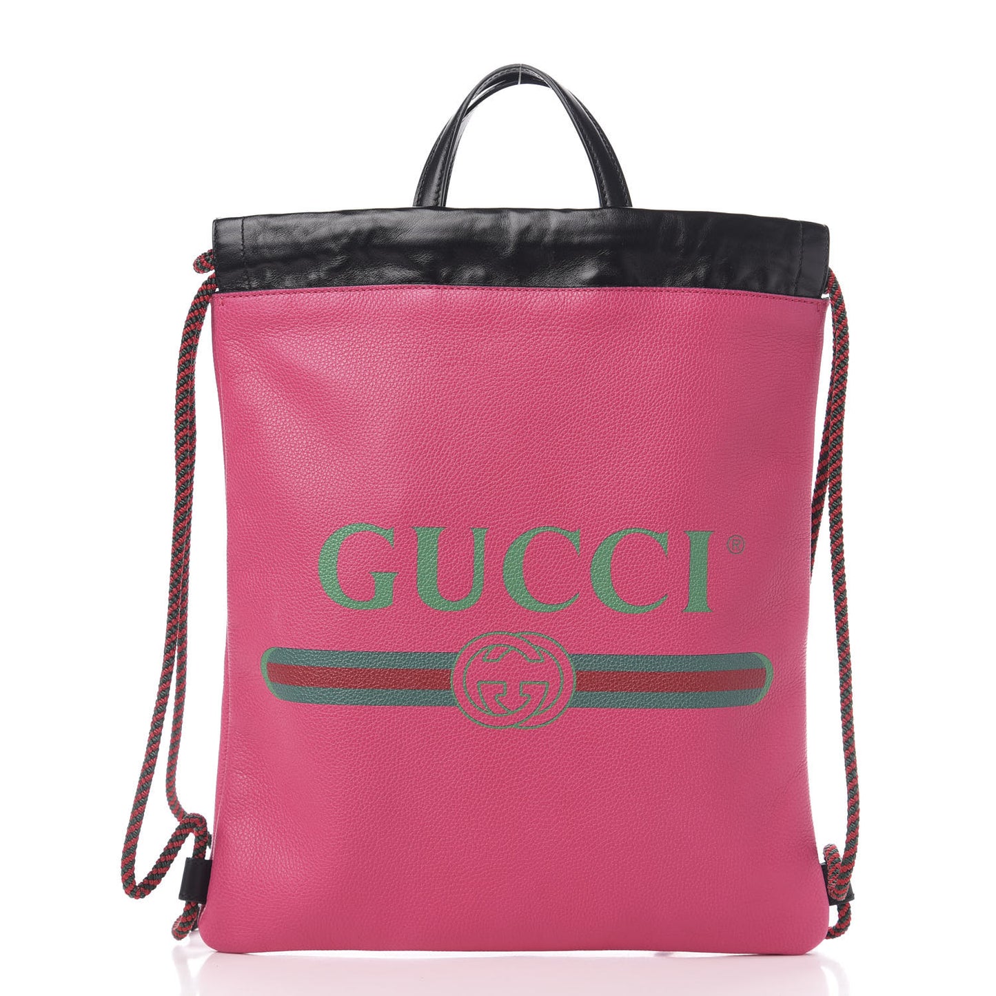 Grained Calfskin Logo Drawstring Backpack Box Pink Green Black