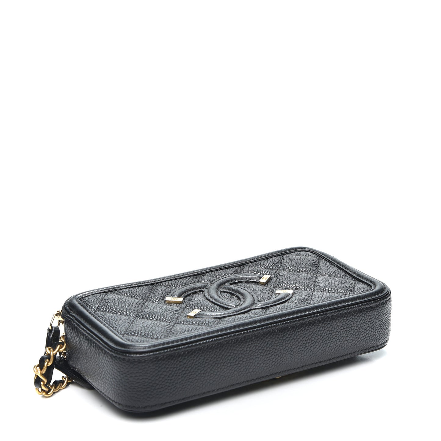 Caviar Quilted CC Filigree Clutch With Chain Black