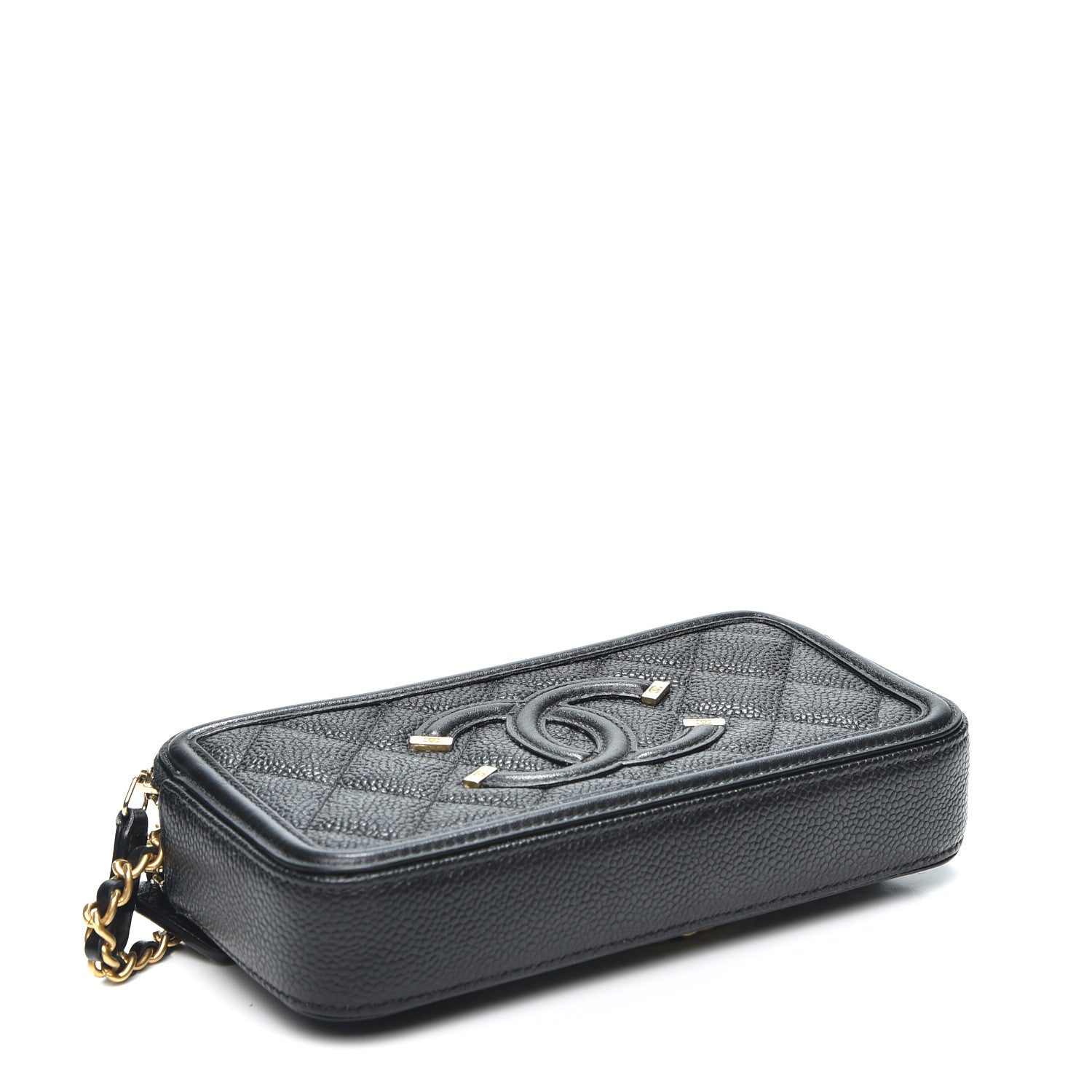 Chanel Caviar Quilted CC Filigree Clutch With Chain Black 3 of 15