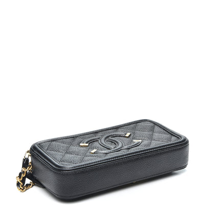 Chanel Caviar Quilted CC Filigree Clutch With Chain Black 3 of 15