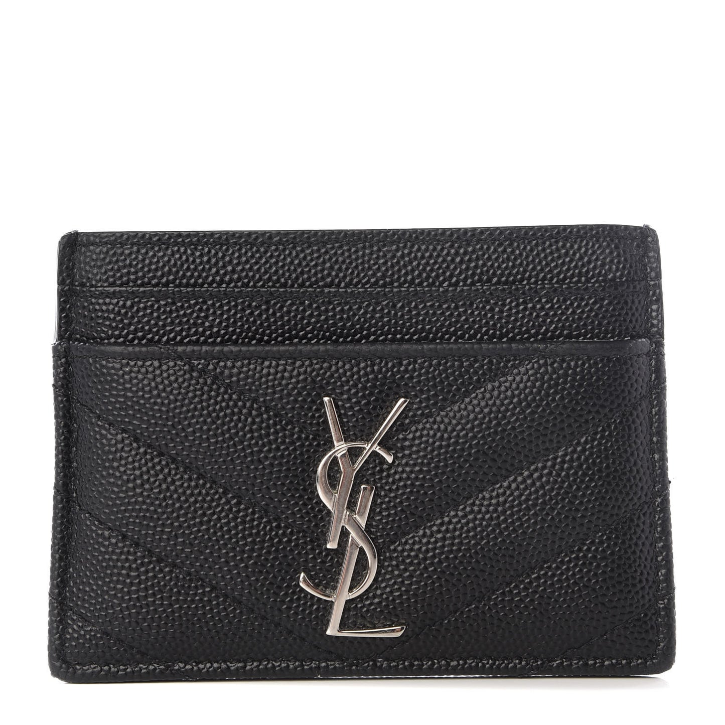 Grain De Poudre Matelasse Chevron Monogram Credit Card Case Black