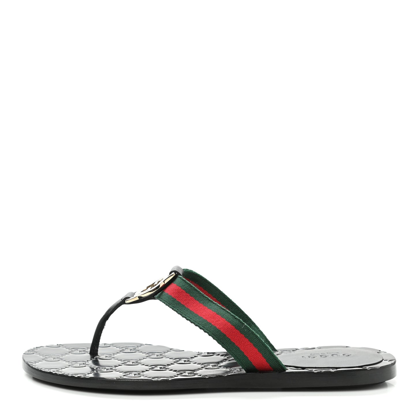 Nylon Guccissima Web Womens Thong Sandals 35 Green Red Black
