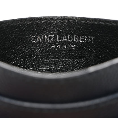 Saint Laurent Grain De Poudre Matelasse Chevron Monogram Credit Card Case Navy 6 of 7