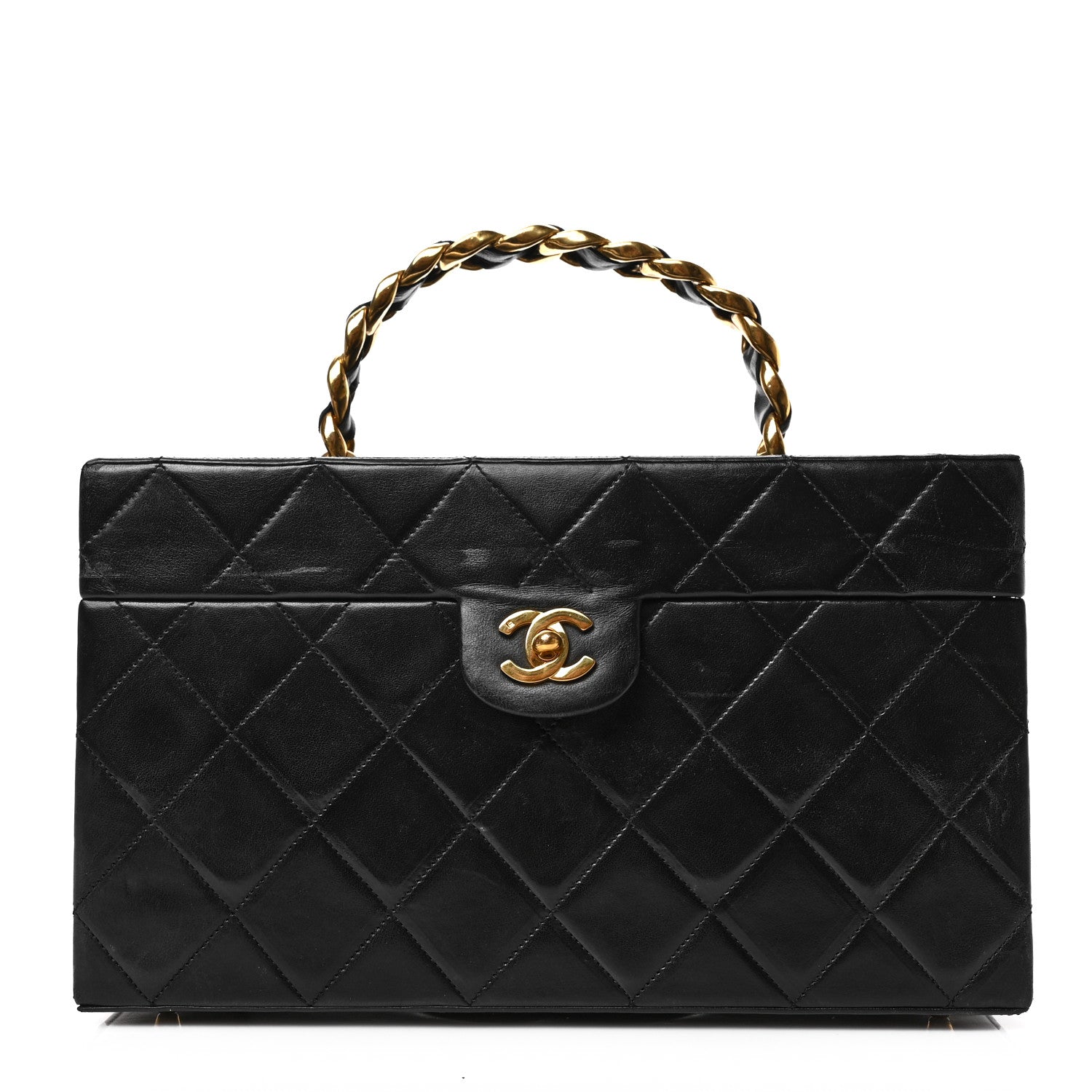 Chanel Lambskin CC Quilted Chain Top Handle Vanity Black 1 of 9