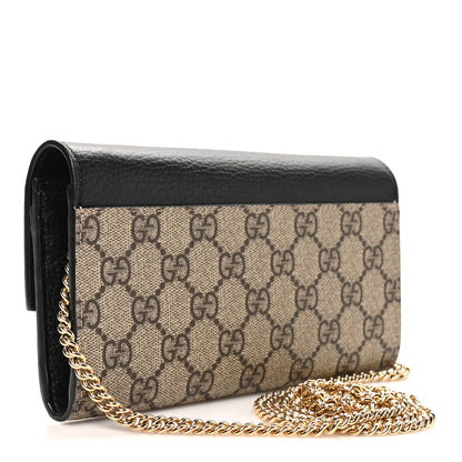 Gucci Dollar Calfskin GG Supreme Monogram Petite GG Marmont Wallet Chain Bag Black Beige Ebony 3 of 11