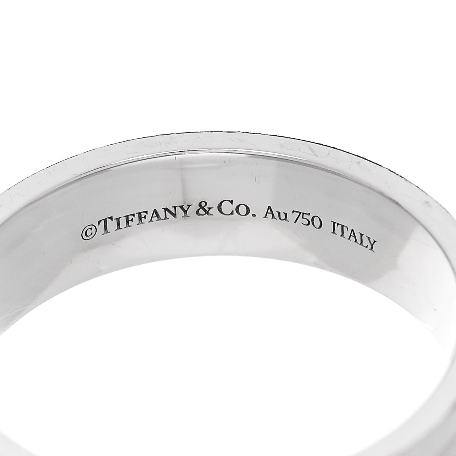 Tiffany 18K White Gold Diamond Wide T Two Ring 60 9 4 of 5