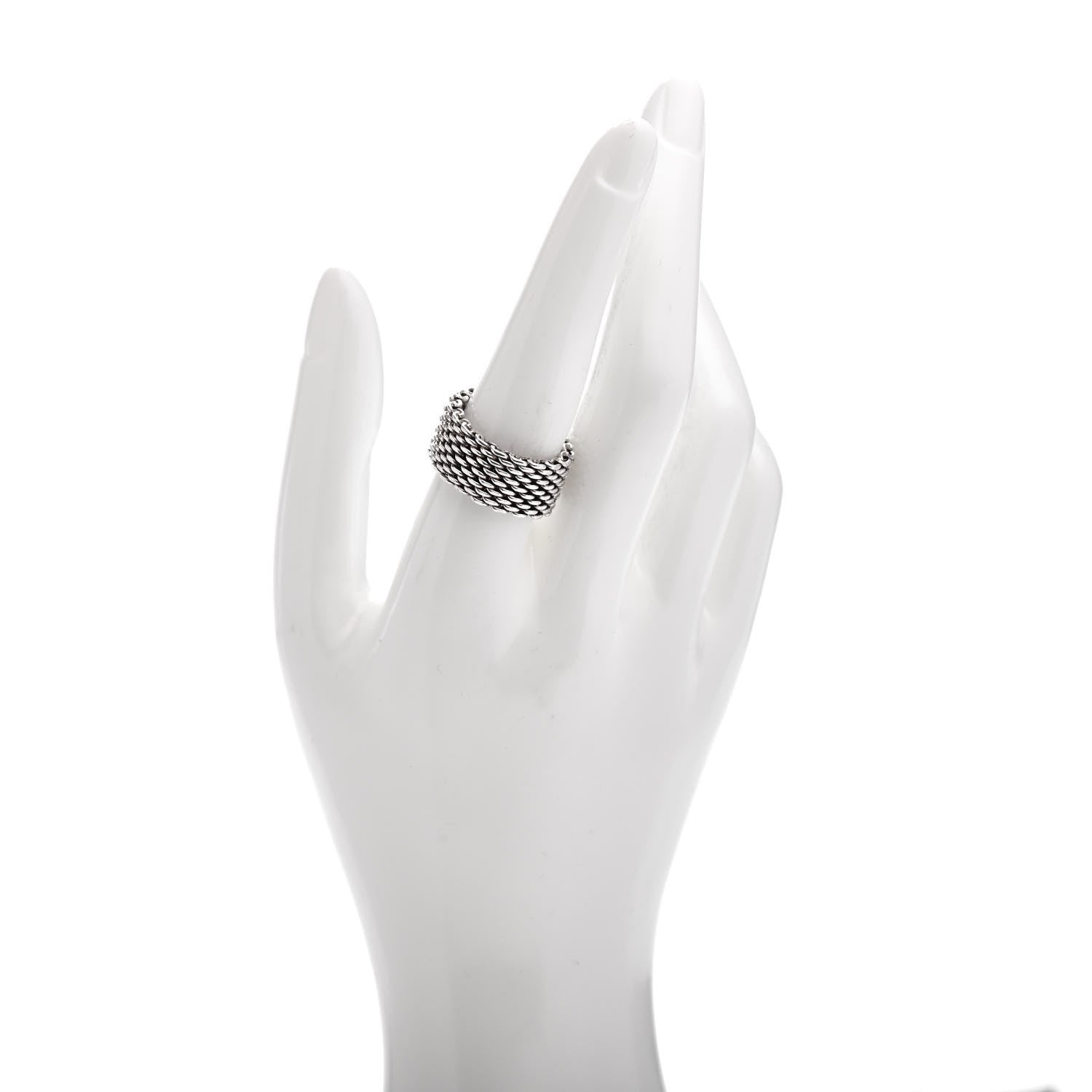 Tiffany Sterling Silver Somerset Mesh Ring 57 8 2 of 4
