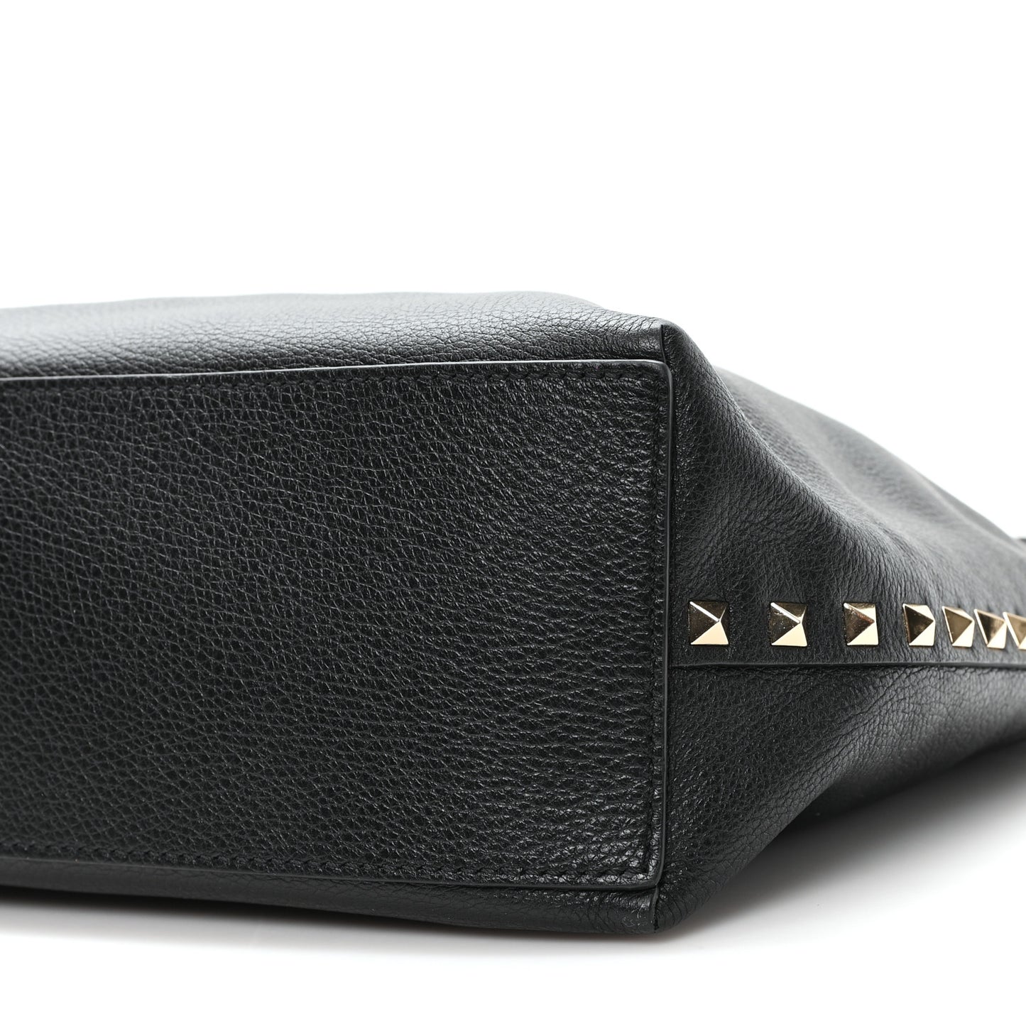 Grained Calfskin Small Rockstud Flip Lock Tote Black Rose Quartz