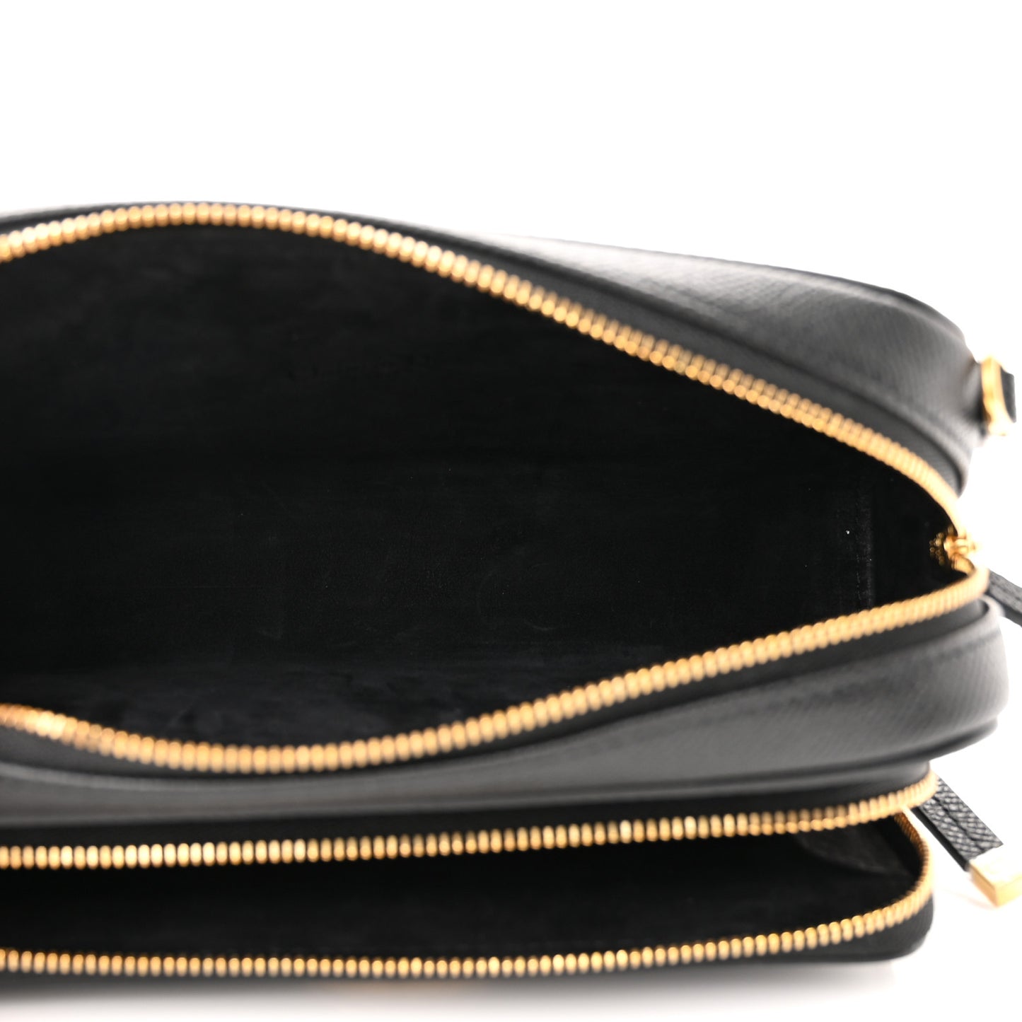 Grained Calfskin Caro Double Pouch Black