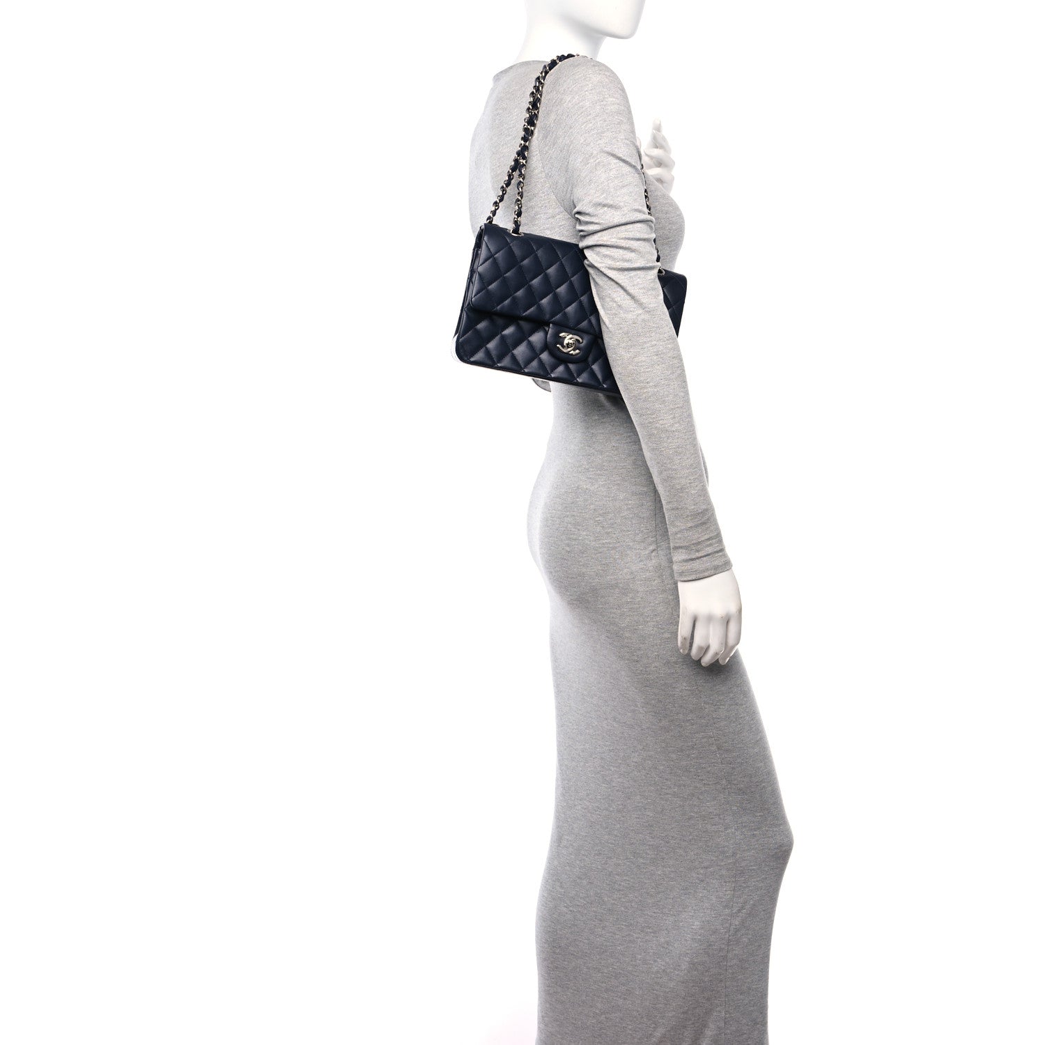 Chanel Lambskin Quilted Medium Double Flap Navy 2 of 10