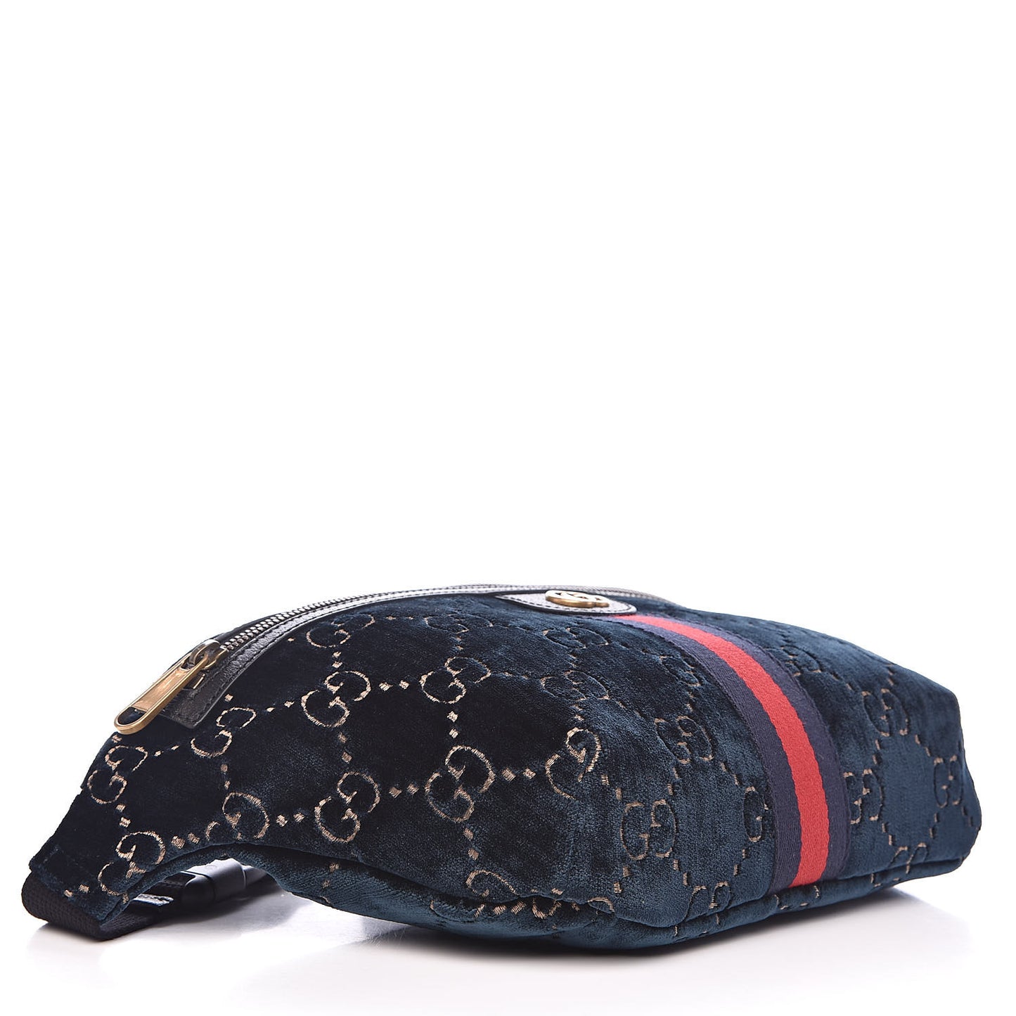 Velvet GG Monogram Web Belt Bag Blue Beige