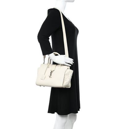Saint Laurent Smooth Calfskin Heart Embroidered Baby Monogram Downtown Cabas New Milk 2 of 28