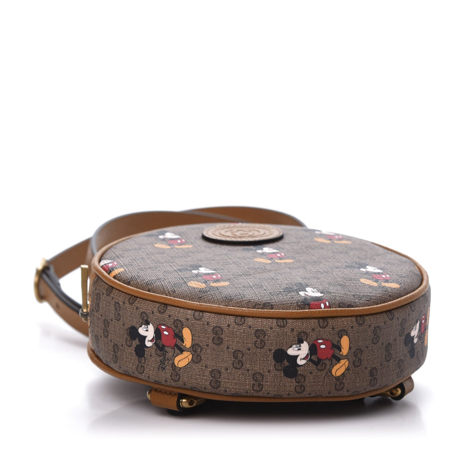 Gucci X DISNEY Mini Vintage GG Supreme Monogram Mickey Mouse Round Backpack Beige Vintage Sun Oil 3 of 10