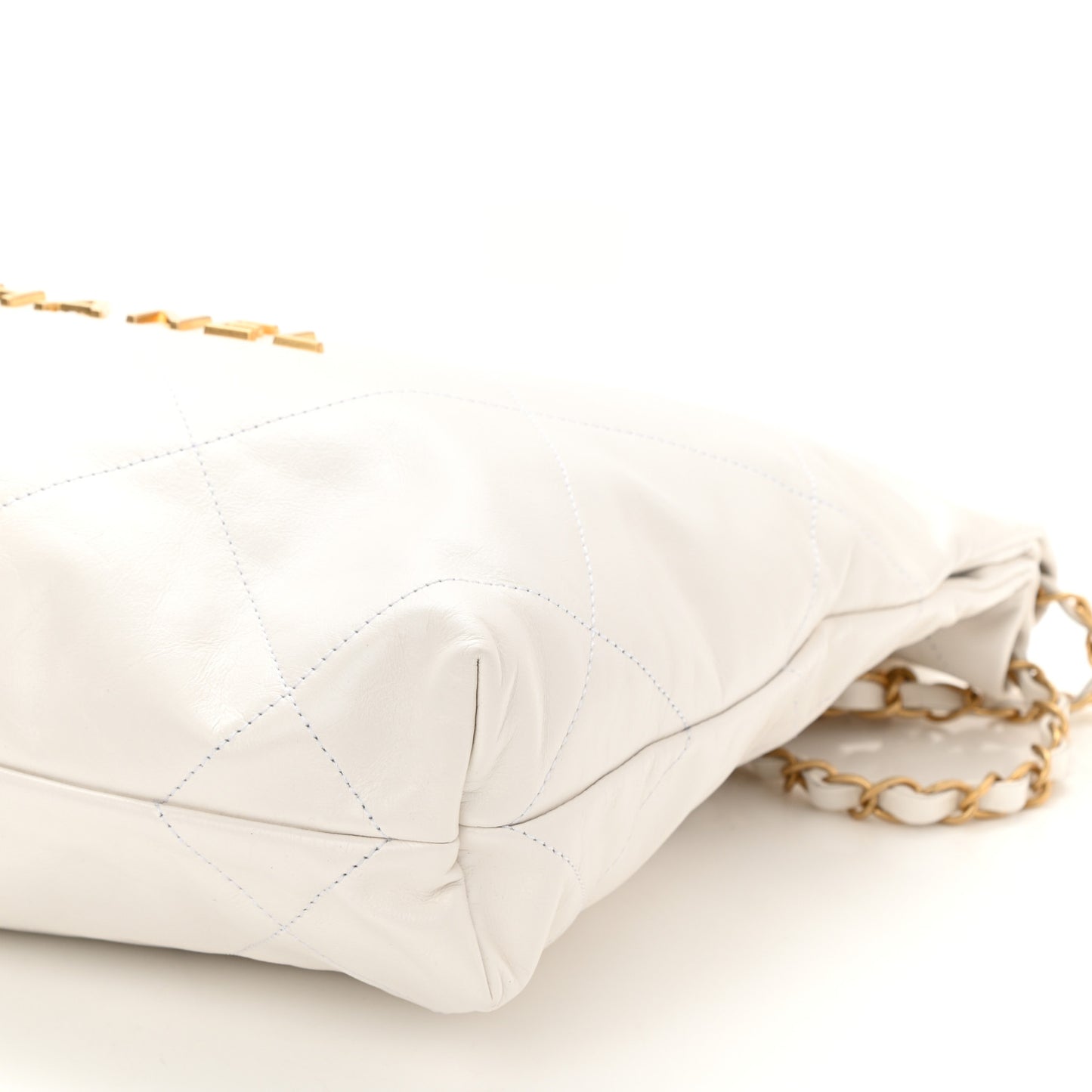 Shiny Calfskin Quilted Small Chanel 22 White