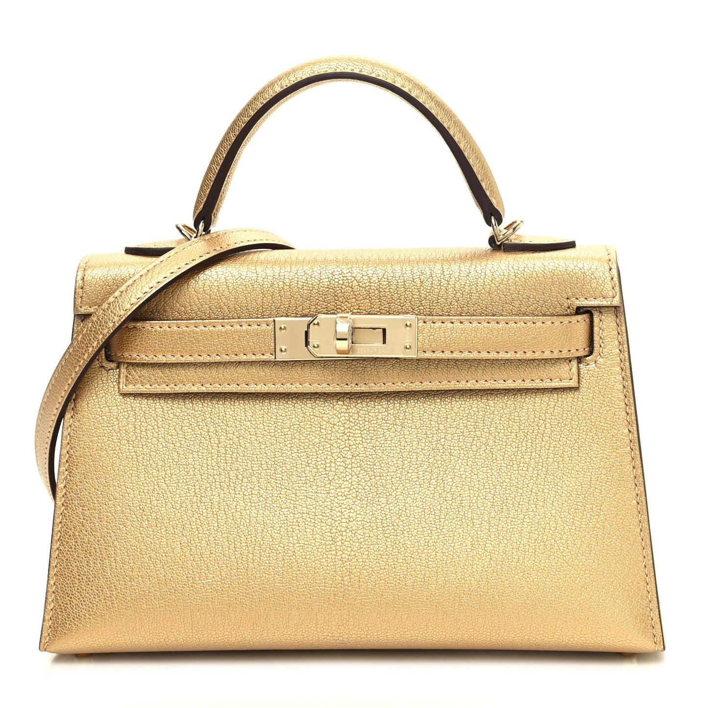 Metallic Chevre Chamkilight Mini Kelly Sellier 20 Dore