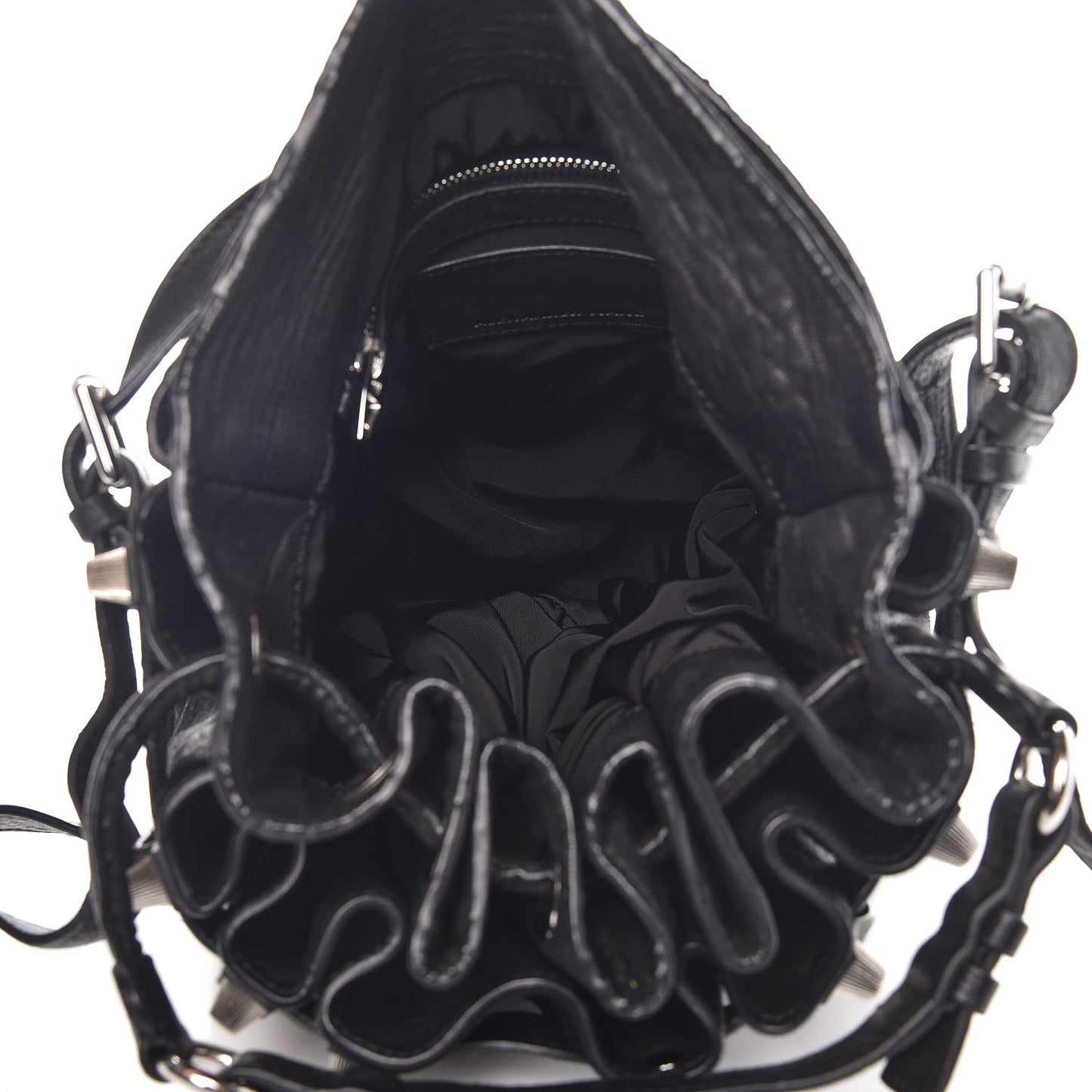 Pony Hair Diego Bucket Bag Black with Nickel Hardware