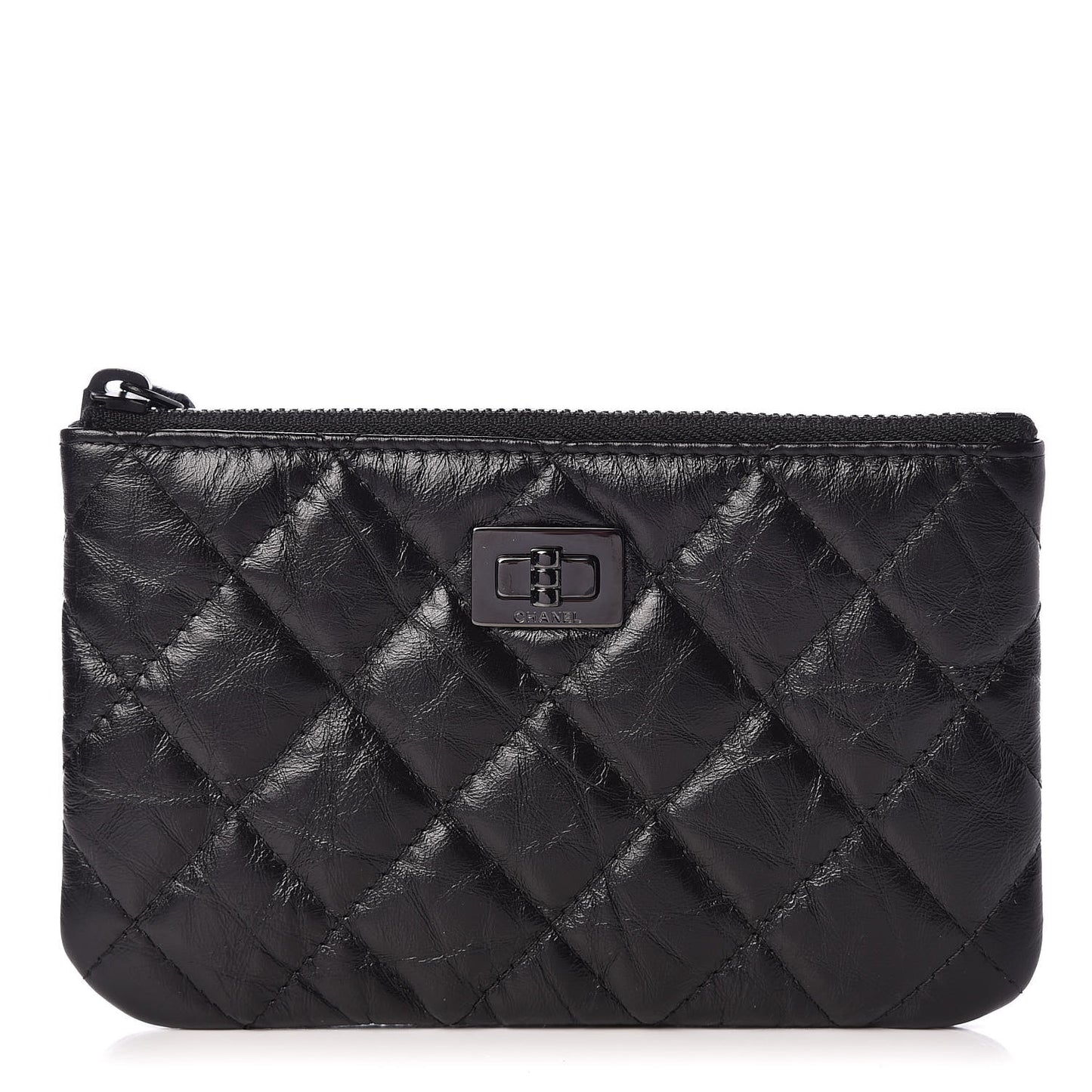 Aged Calfskin Quilted Reissue Cosmetic Case Black