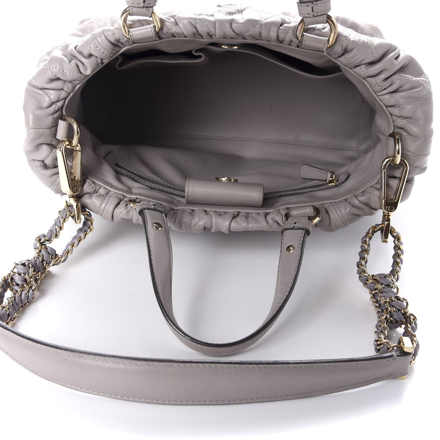 Christian Dior Gaufre Lambskin Cannage Delices Tote Grey 5 of 11