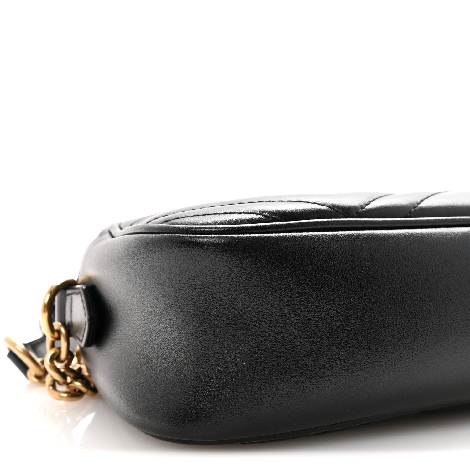 Gucci Calfskin Matelasse Small GG Marmont Chain Shoulder Bag Black 9 of 11