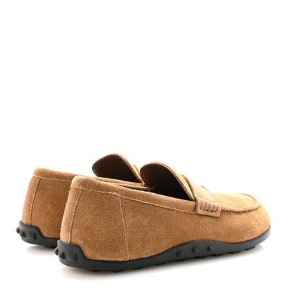 Hermes Suede Calfskin Womens Lazy Loafers 37.5 Brune Fume 5 of 10