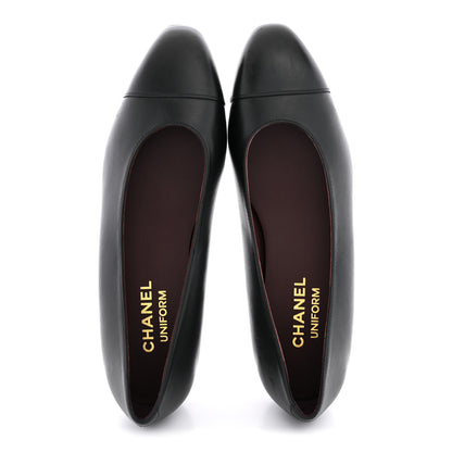 Chanel Lambskin Cap Toe CC Uniform Ballerina Flats 36.5 Black 2 of 11