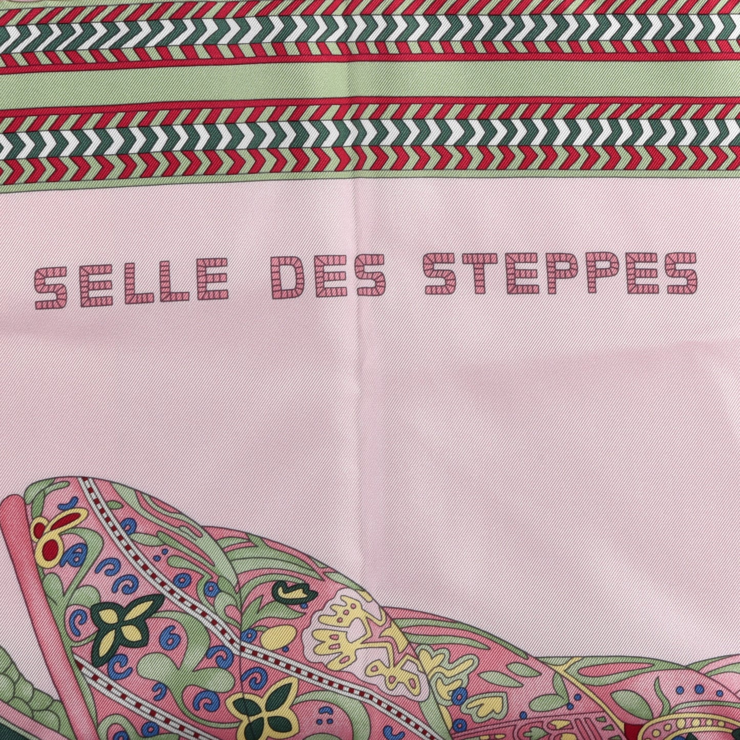 Silk Selle Des Steppes Scarf 90 Rose Pale Bleu Jean