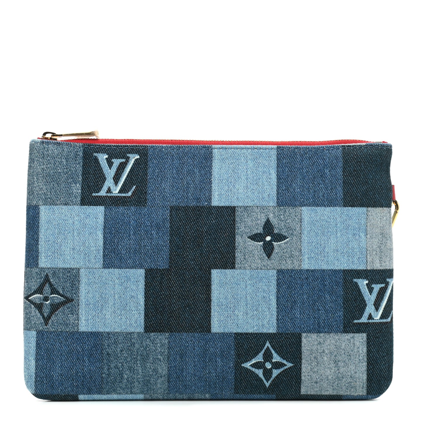 Denim Monogram Patchwork City Pouch Blue Rouge