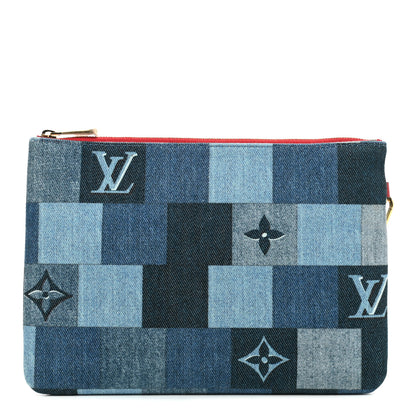 Louis Vuitton Denim Monogram Patchwork City Pouch Blue Rouge 1 of 7