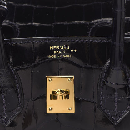 Hermes Shiny Niloticus Crocodile Birkin 25 Bleu Marine Bleu Marine 23 of 30