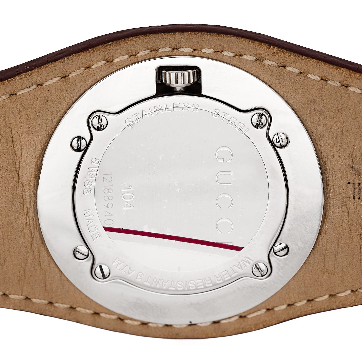 Stainless Steel Calfskin 31mm 104 Quartz Watch Burgundy