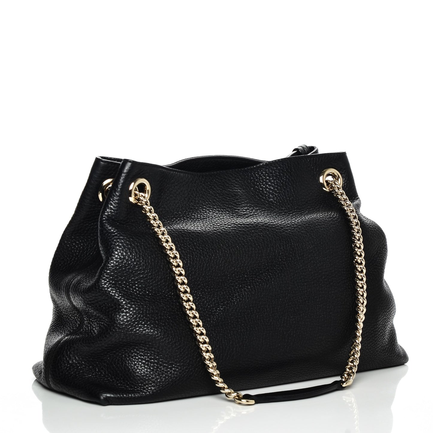 Pebbled Calfskin Medium Soho Chain Shoulder Bag Black
