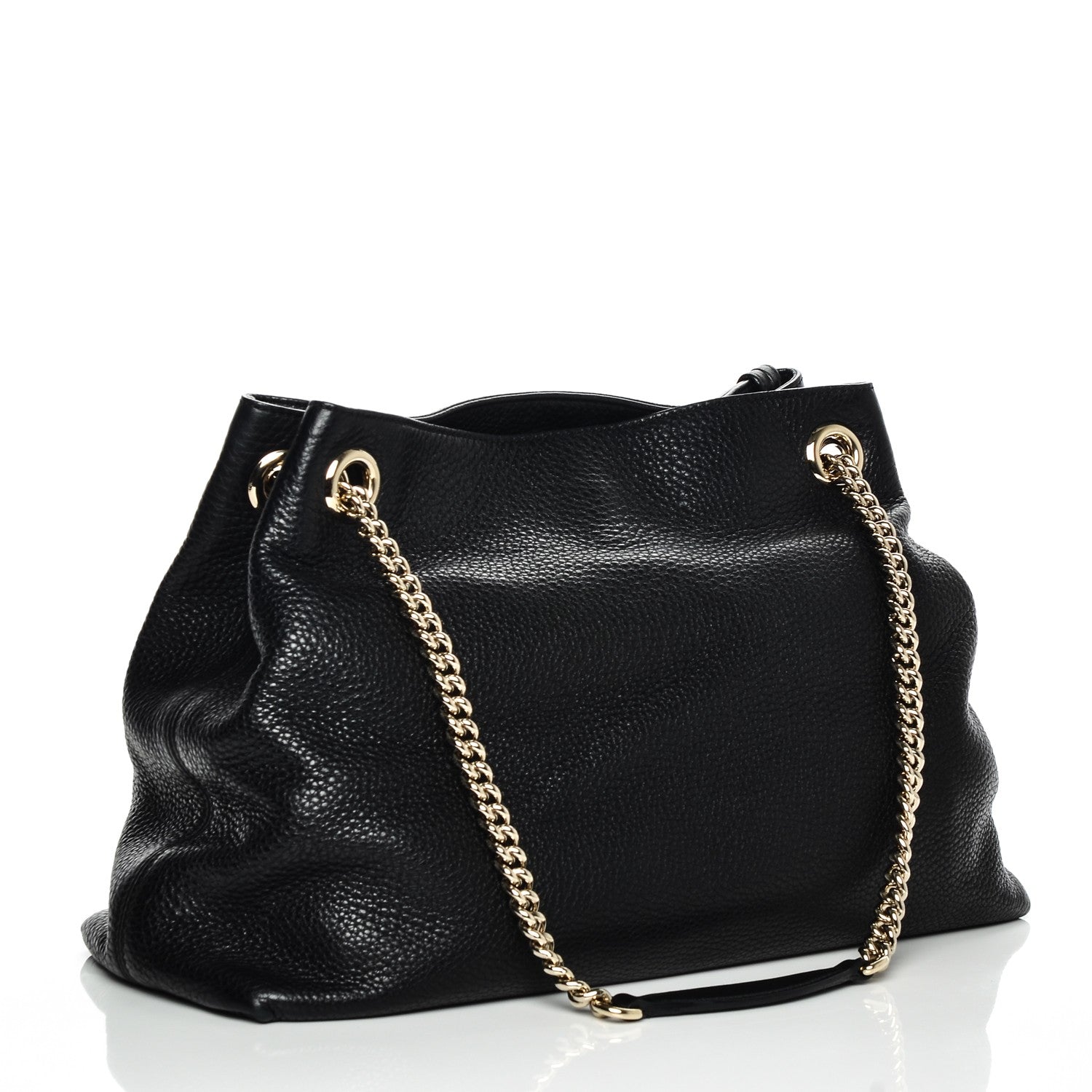 Gucci Pebbled Calfskin Medium Soho Chain Shoulder Bag Black 3 of 7