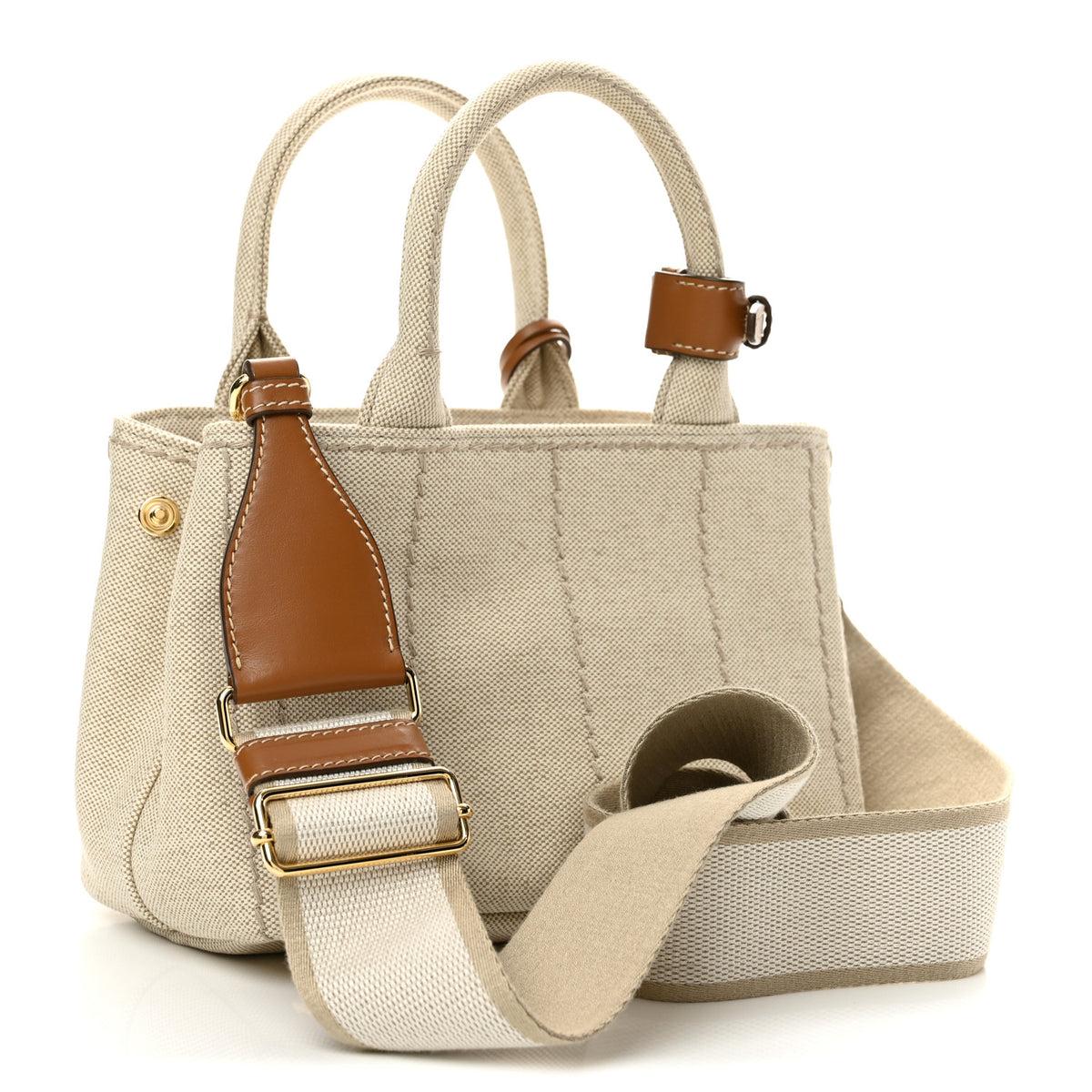 Prada Canvas Mistolino Ricamo Small Logo Tote Naturale 3 of 10