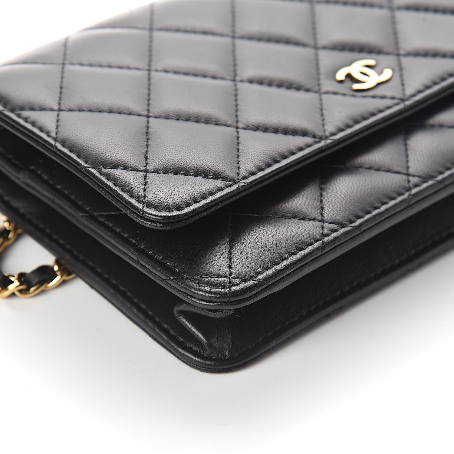 Chanel Lambskin Quilted Wallet On Chain WOC Black 10 of 11